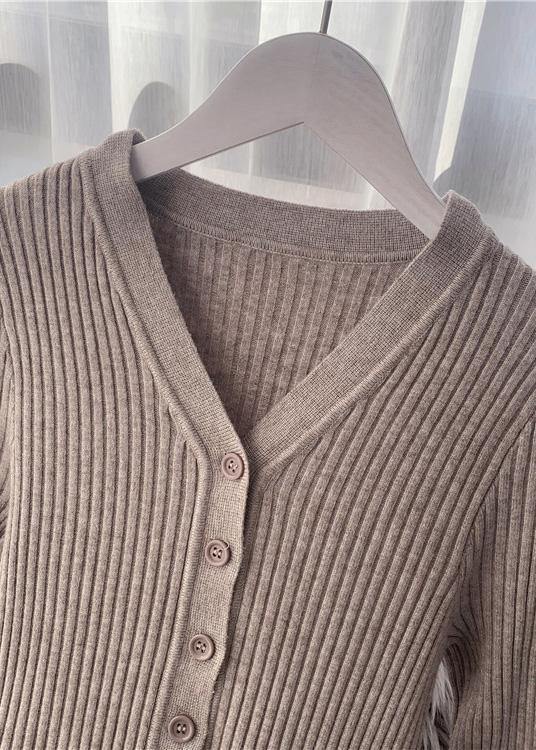 フレンチボタン ニットセーター ロング丈 オーバーニー スリム ニットワンピース