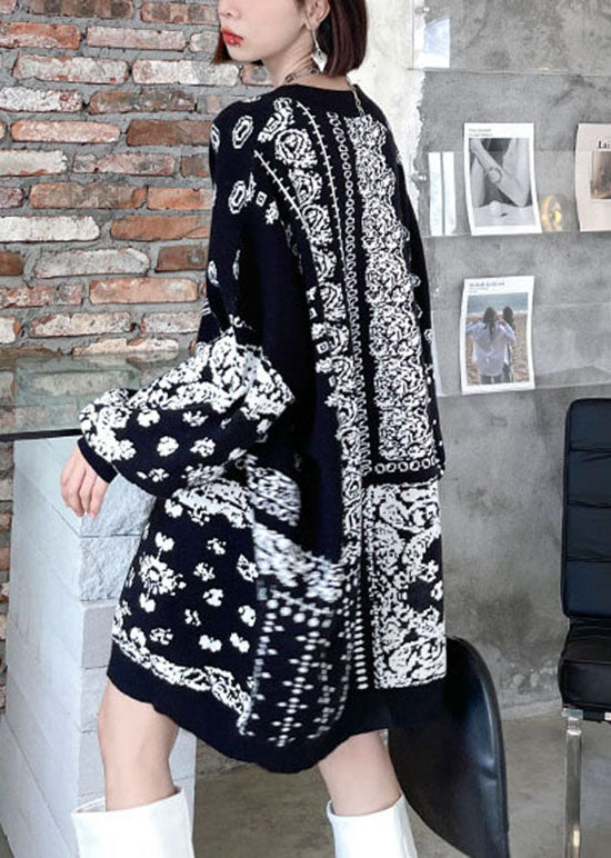 ユニーク レトロ Vネック ジャカード あたたかい 秋 ニットセーター